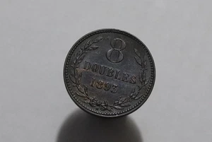 🧭 🇬🇬 GUERNSEY 8 DOUBLE 1893 H SHARP DETAILS B87 #K938 - Bild 1 von 4