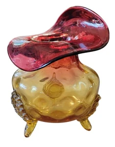 Antique Amberina Blown Glass Jack in the Pulpit Vase 3 Footed 5.25" 1883-1899 - Picture 1 of 7