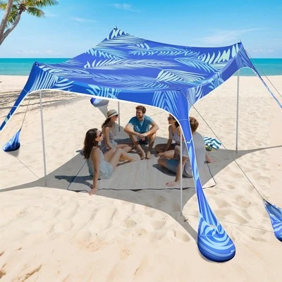 Tienda de playa toldo UPF 50+ protección UV grande parasol refugio camping viaje Foto 1 de 4