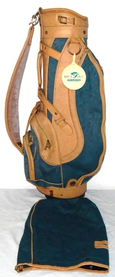 Винтажная синяя гобеленовая/кожаная сумка для гольфа Daiwa Coach Collection с дождевым чехлом РЕДКАЯ - Изображение 1 из 4