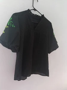 Camisas flores bordadas boho negras talla m - Imagen 1 de 5