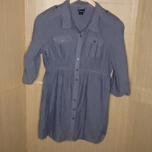 Oh Baby Motherhood Maternity Blue Cotton Button Down Tunic Large - Picture 1 of 7