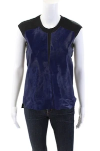 Helmut Lang Women's Round Neck Sleeveless Calf Hair Blouse Black Size P - Picture 1 of 6