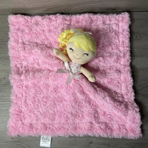 Baby Ganz Plüsch Lovey Pink Swirls Satin Sicherheitsdecke Mädchen Puppe blonde Haare - Bild 1 von 7