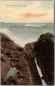Vintage 1910er YORK, Maine Postkarte "Roaring Rock" Ozeanszene / G.W. Morris - Bild 1 von 2