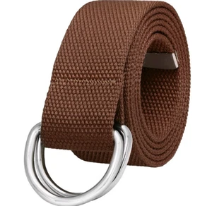 Falari Canvas Web Belt D Ring Buckle Casual Style Belt 1 1/2" Wide Light Brown - Picture 1 of 3