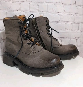 A.S. 98 Boots Lukie Brown Leather Shearling Lined Combat Ankle Boots Sz 40 AS 98 - Picture 1 of 19