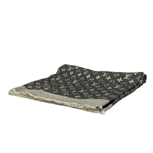 Auth LOUIS VUITTON Shawl Monogram Denim M71378 Noir - Scarf 60 Silk & 40 Wool - Picture 1 of 5