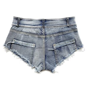 Pantaloncini donna bottoni denim hot pants vita cavi retrò strappati vita bassa - Foto 1 di 12