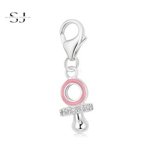 925 Sterling Silver Babies Dummy Clip On Charm Lobster Clasp for Bracelets - Picture 1 of 2