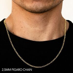 14k Yellow Gold 2mm-6.5mm Solid Figaro Chain Necklace Bracelet Size 7" - 30"