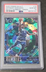 2020-21 Anthony Edwards Panini Select Numbers Green Ice Prizm Rookie RC PSA 10 - Bild 1 von 2