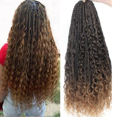 22" Messy Bohemian Box Braids Curly End Synthetic Boho Crochet Braiding Hair - Image 1 of 4