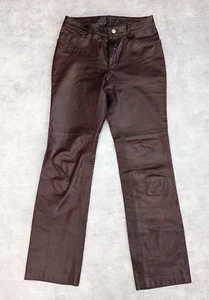 GAP Trousers Womens UK 8 L30 Leather Bootcut Biker Pants 00s Y2K Vtg Jeans US 4 - Picture 1 of 12