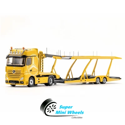 Transportador automático Mercedes-Benz Actros GCD 1:64 - amarillo - modelo Diecas Foto 1 de 4