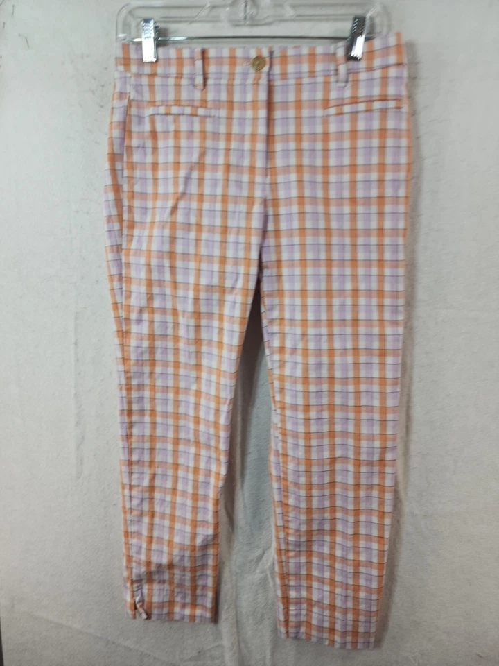 Pantalones al tobillo informales ligeros a cuadros rosa naranja Ann Taylor para mujer 2 30 x 25 Foto 1 de 4
