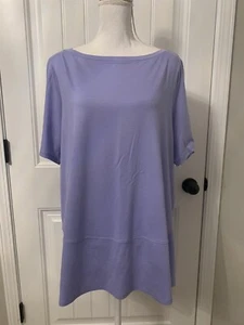 Neu Eileen Fisher feines Jersey-Top U-Boot-Ausschnitt Ellenbogenärmel Gr. XL HORTENSIE - Bild 1 von 6