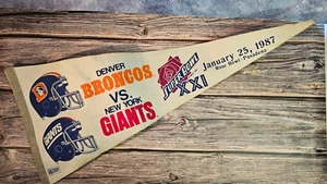 VINTAGE SUPER BOWL XXI PENNANT - BRONCOS VS. GIANTS - Picture 1 of 4
