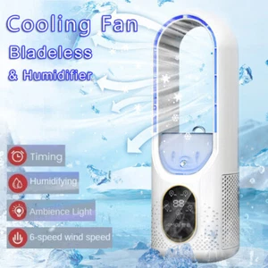Desk Fan Portable 14in Bladeless Fan with Colorful LED Light & humidifying Spray - Picture 1 of 17