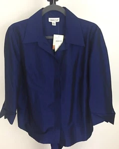 NUEVA Camisa Coldwater Creek Talla 12 Iridiscente Azul Oscuro Abotonada NUEVA CON ETIQUETAS $79.50 - Imagen 1 de 6