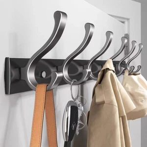 8-12 Hooks Aluminum Coat Clothes Door Holder Rack Key Hooks Wall Mounted Hanger - Picture 1 of 18