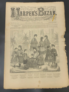 1870 JUNE 4 HARPER'S BAZAR MAGAZINE Fashion History DRESS PATTERN INCLUDED