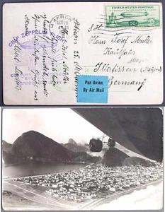 USA to GERMANY to USA 1933 ZEPPELIN, CoP World's Fair Crew Mail PPC Akron to FDH - Picture 1 of 5
