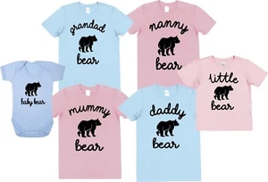 Bear Family T-Shirts Daddy Mummy Grandad Nanny Little Baby Tee or Bodysuit Whole - Picture 1 of 1
