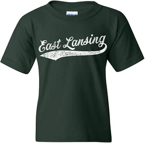 East Lansing City Baseball Script - Hometown Youth T Shirt - Forest - Picture 1 of 7