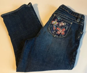 Gap Kids Denim Capri Jeans Embroidered W/butterflies Size 18R - Picture 1 of 4