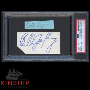Billie Jean King & Bobby Riggs signed Cut PSA DNA Slabbed Tennis Auto C2786 - Picture 1 of 1