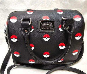 Loungefly Pokemon Pokeball AOP Purse Drop Strap Black red white- 9*8*6" - Picture 1 of 16