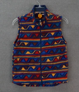 Patagonia Vest Full Zip Winter Jacket Argyle Geo Print Fleece Youth Size 8 - Picture 1 of 8