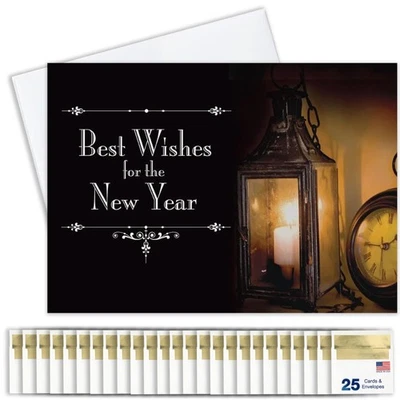 New Years Cards for Business & Family (Best Wishes) Greeting Card Set Pack of... - Image 1 of 4