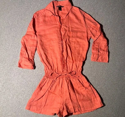 Victoria Secret льняной комбинезон женский размер 6 персиковый оранжевый повседневный пляж лето - Изображение 1 из 4