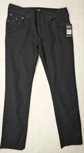 True Religion Mens 36x32 Rocco Flap Black Relaxed Skinny Jeans Black Denim NWT - Picture 1 of 17