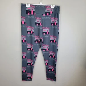 Slightly Offensive Camping Theme Poly Spandex Ankle Leggings Curvy Plus Size - Picture 1 of 6