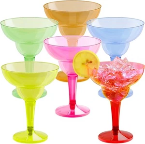 36 Pieces Plastic Margarita Glasses Cups 12 oz Disposable Cinco De Mayo Fiesta - Picture 1 of 8