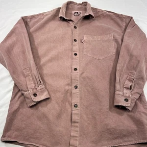 BarnGirl Fun Clothes Shirt Large Pink Corduroy Button Up Long Sleeve Made in US - Picture 1 of 9