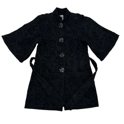 Abrigo Ivy Jane Mujer Talla S Guisante Cinturón Capricho Negro Texturizado Negocios Informal Foto 1 de 4