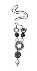 Neta Wolpe Handarbeit Münze Perle Sterling Silber Halskette - Bild 1 von 10