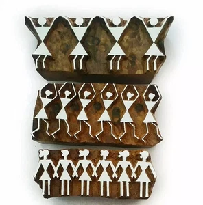 Women Pattern Wooden Stamp Hand Carved Fabric Printing Block Textile Stamps - Picture 1 of 4