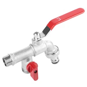 90 Degree Double Valve Water Tap 1/2inch Brass Faucet Home Outdoor Garden Tool - Picture 1 of 7
