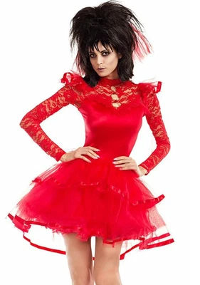 Party King Beetle Bride Halloween Costume Adult Beetlejuice Red Dress Small - Image 1 of 4