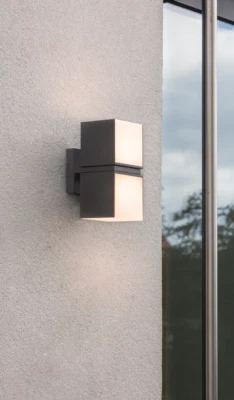 LUTEC-CUBA LED Outdoor Up & Down 350° Rotational Wall Sconce, 23W, 1000LM, Gray