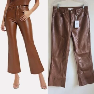 Good American Size 31 Good Legs Faux Leather Caramel Pants Casual Business Work - Picture 1 of 11