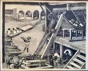 Alfredo Zalce Henequen Plant Vintage 1940s Mexican People Art Print Lithograph - Picture 1 of 4