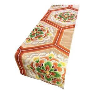 12"x104"Glittering Japanese Kimono Obi Embroidered Table Runner/Gold F/S 300 - Picture 1 of 10