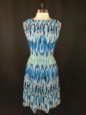 RONNI NICOLE Size 14 A-Line Dress Blue Green White Sleeveless - Image 1 of 4