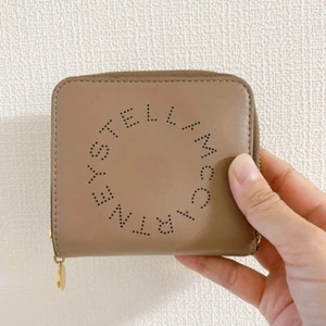 STELLA McCARTNEY Bifold Wallet Beige Round Zip w/ box Authentic Used - Picture 1 of 6